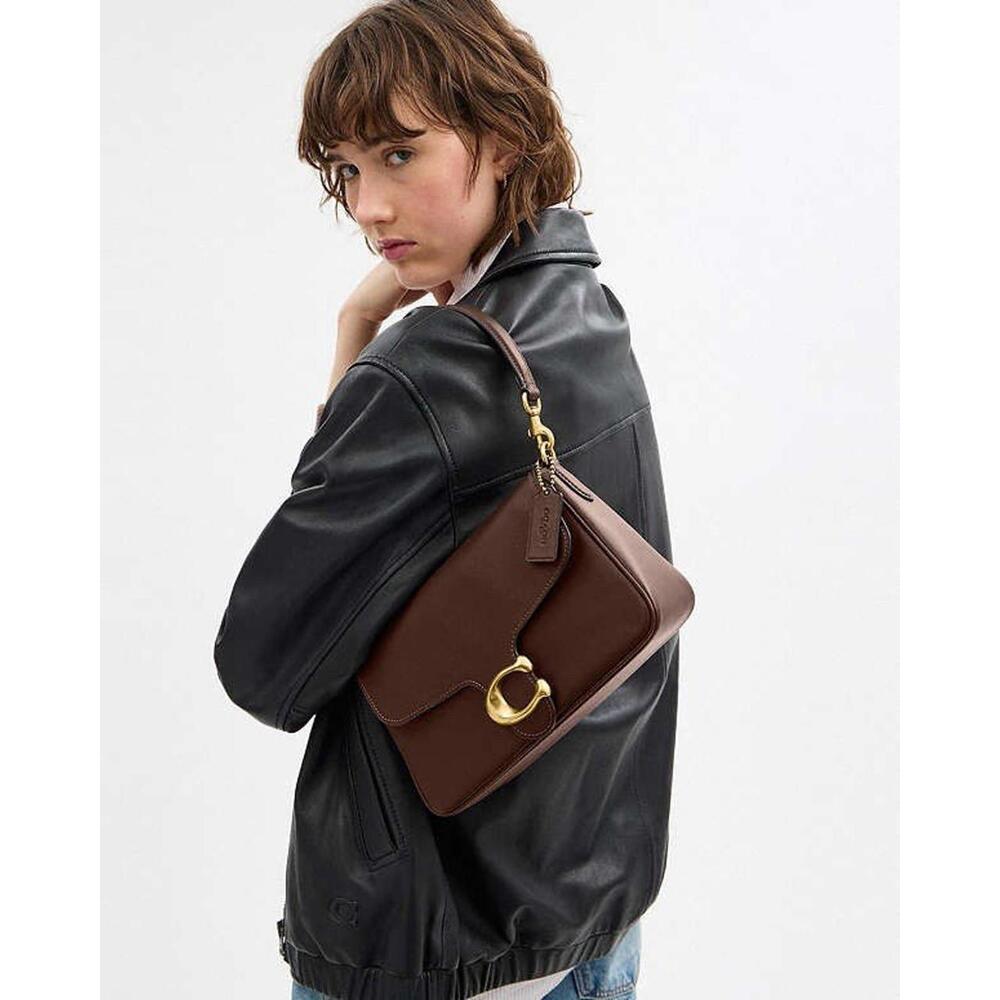 Coach Brown Leather Shoulder Bag with Gold Hardware - Picture 6 of 14